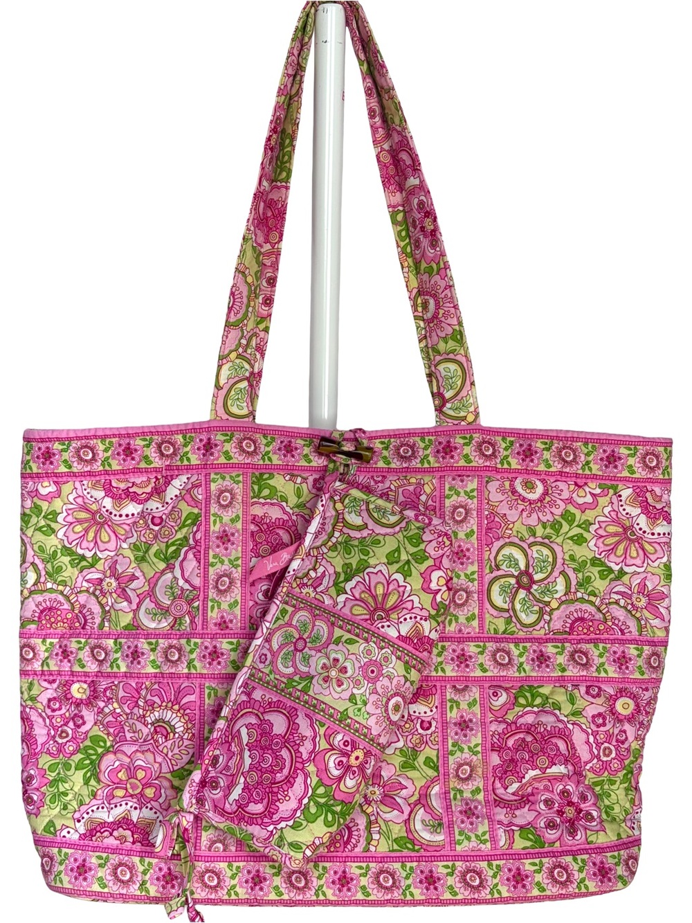 Vintage Y2K Vera Bradley Petal Pink Tic Tac Tote Bag and Makeup Pencil Pouch Set